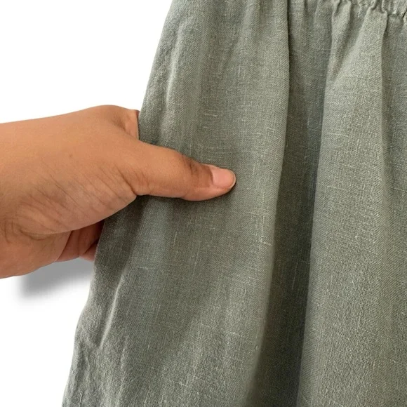 NWT Click Sage Green Linen Elastic Waist Pullon Pants Lagenlook Boho Size Large - Picture 3 of 9